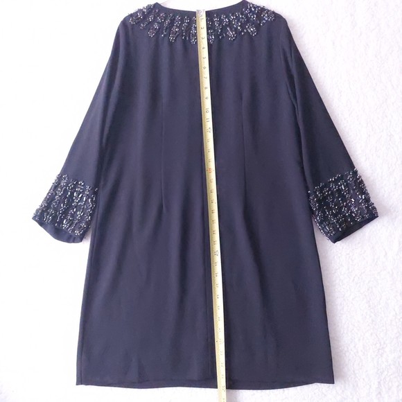 J. Crew Black Beaded Long sleeve Shift Dress Women's Sz 8 NWT - Picture 14 of 15